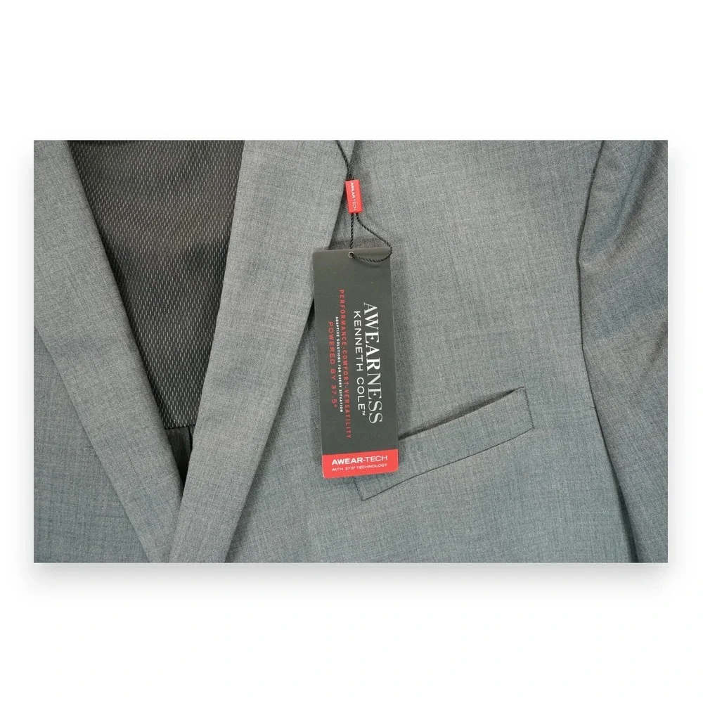 NWT Kenneth Cole Awareness Suit Jacket 58R Wool Sport Coat Gray Blazer MSRP $300